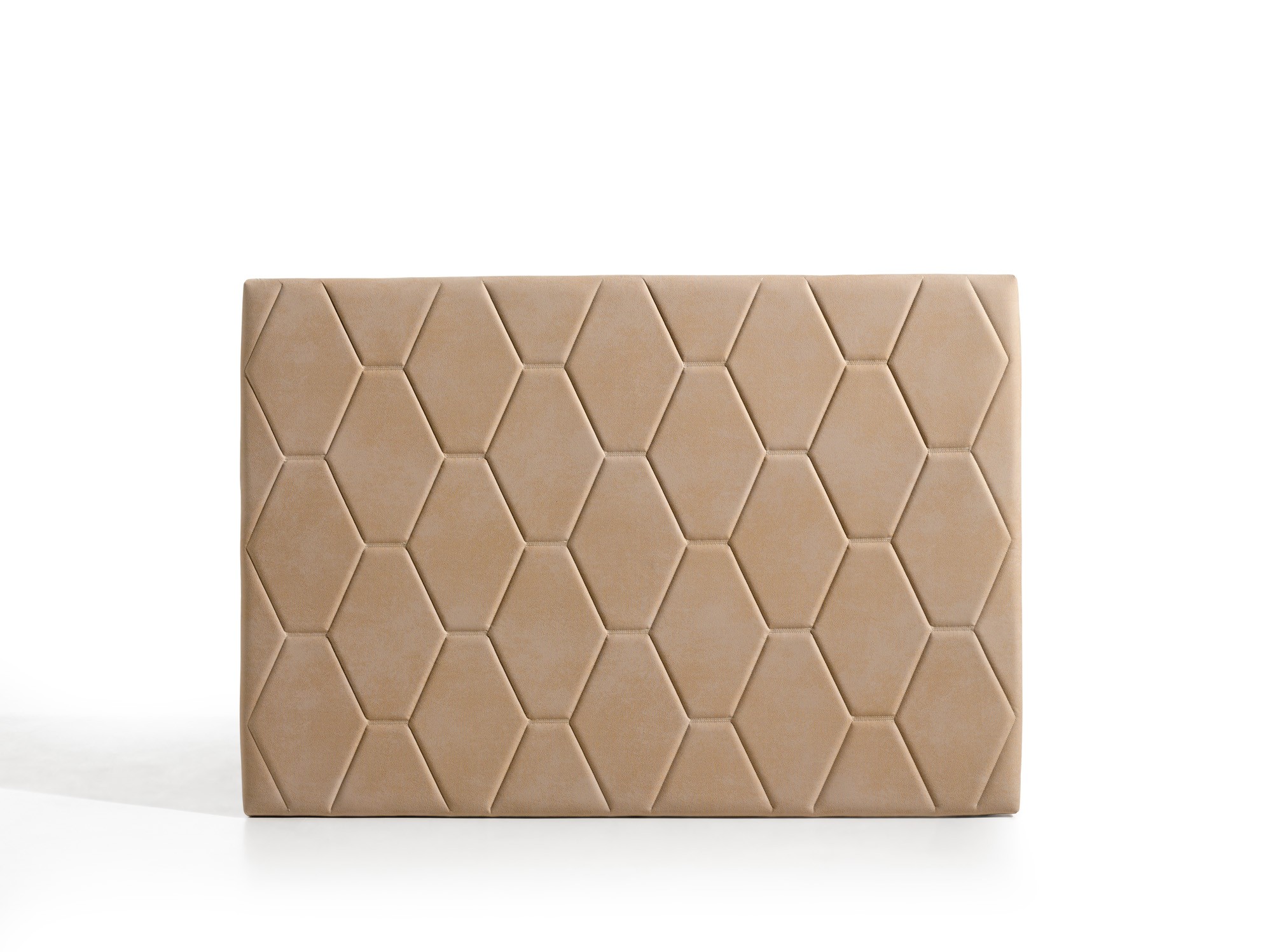 Cabecero ágata para cama de 120 de tela camel 154x115x8. Matris