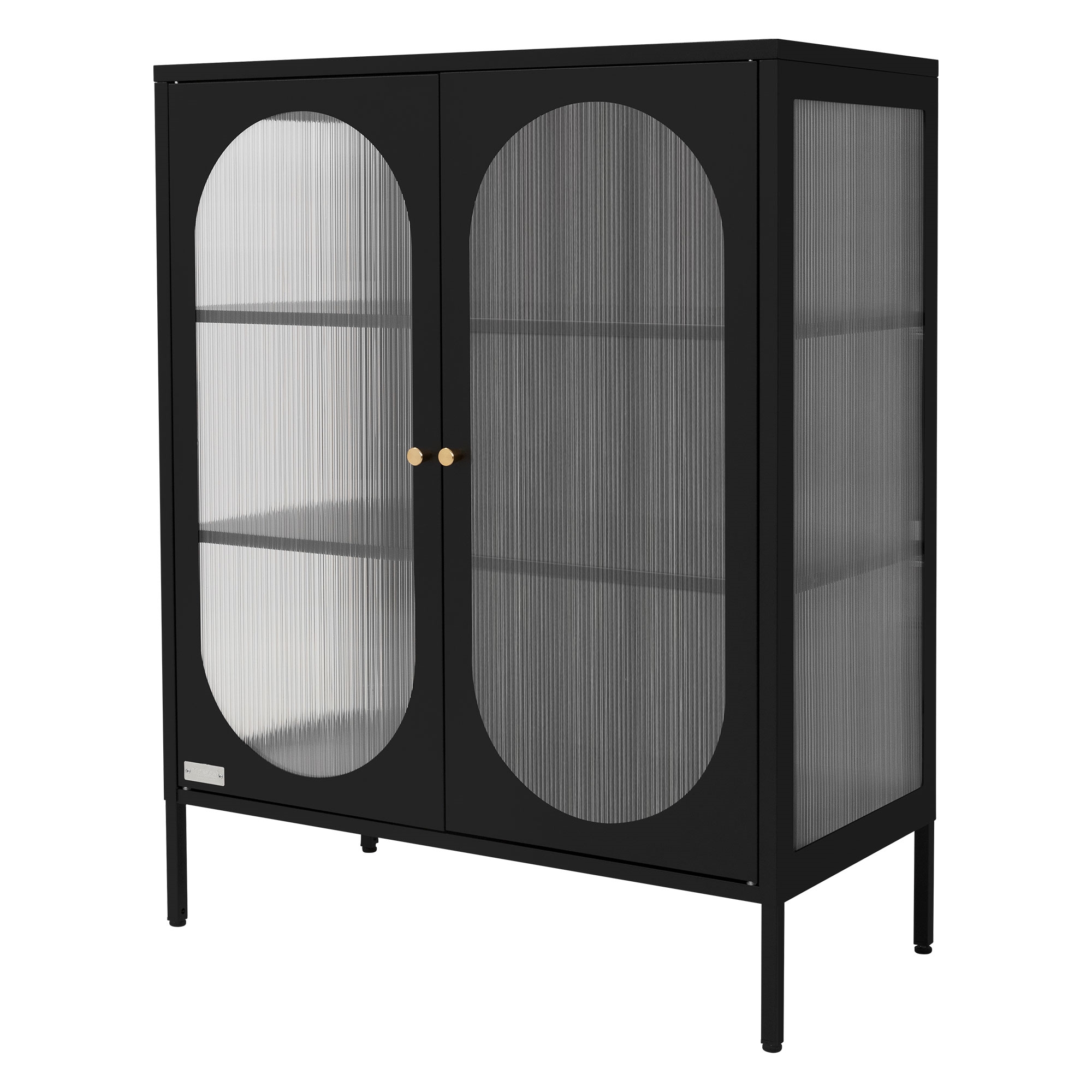 Vitrina 80x102,5x40 cm, negra, con 3 compartimentos y 2 puertas