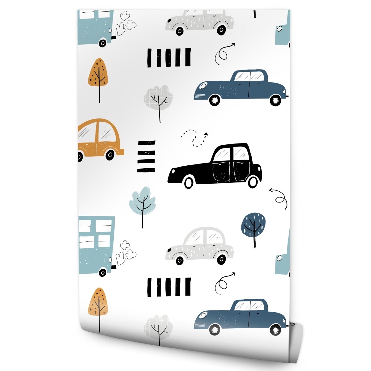 Papel Pintado Coches Coloridos Autos Para Niños No Tejido 53cm x 10m
