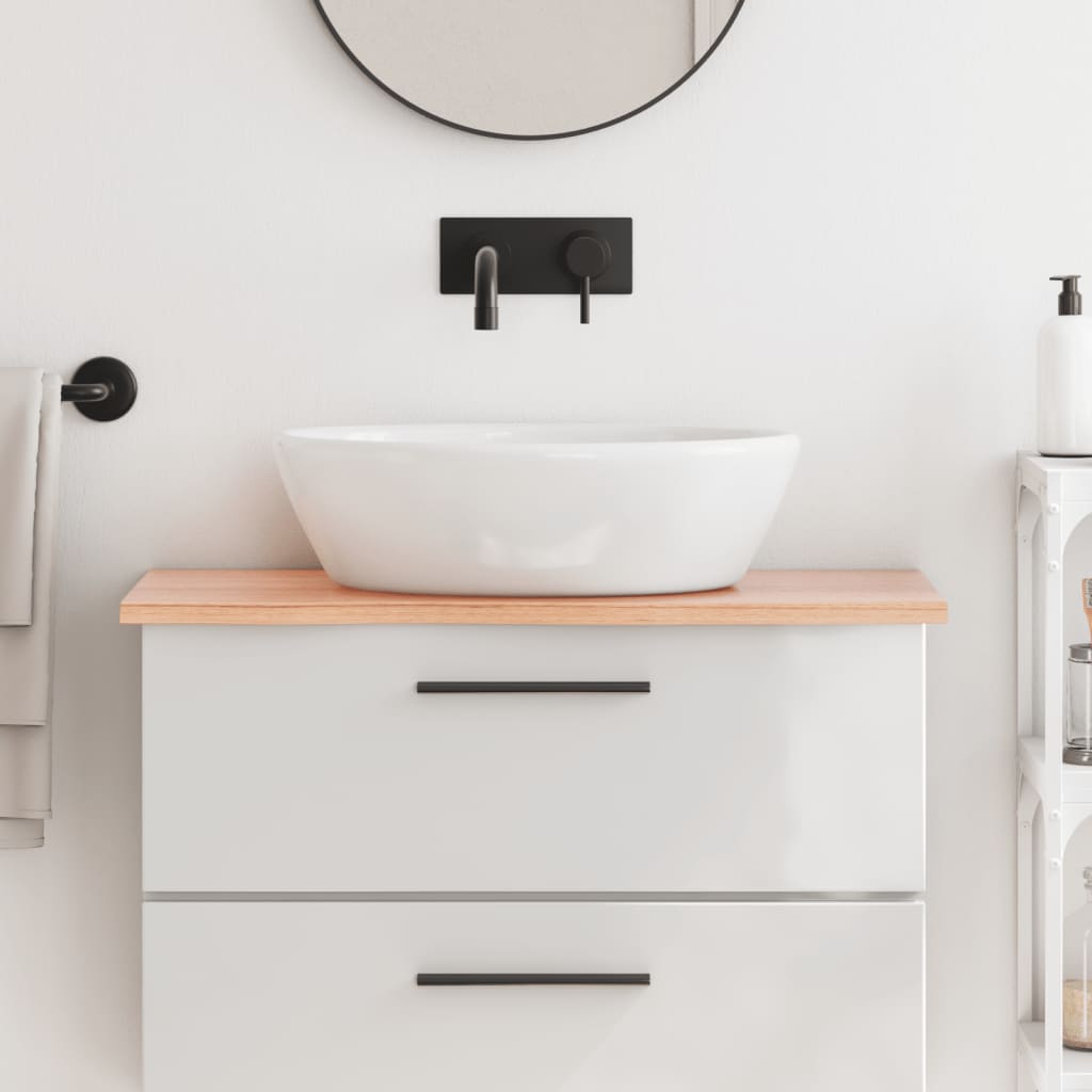Encimera de baño madera maciza tratada marrón claro 80x40x2 cm eerf9535