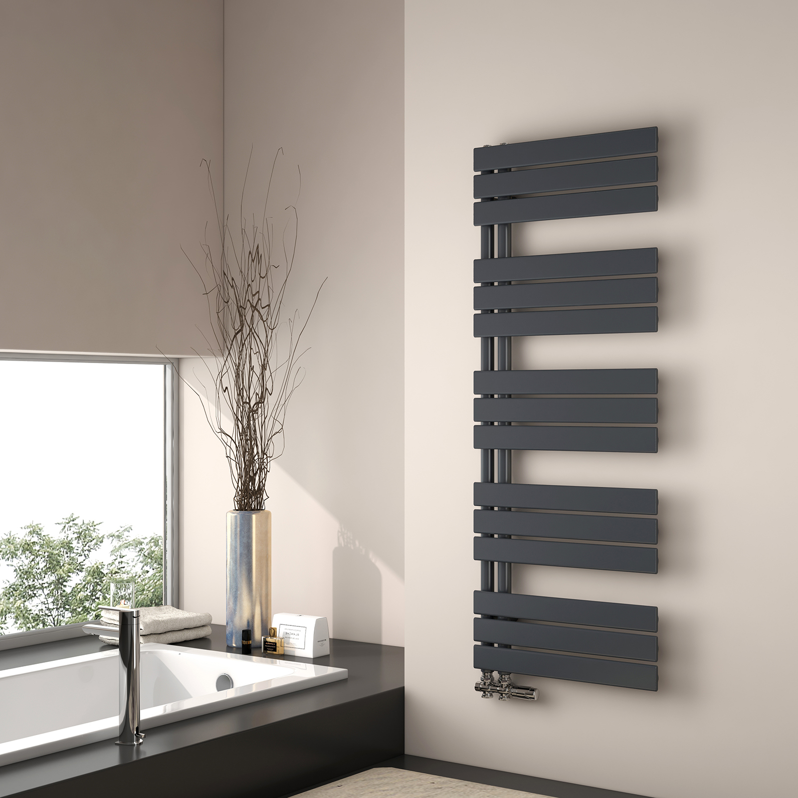 Emke radiador toallero agua caliente 132x50cm, antracita, panel plano