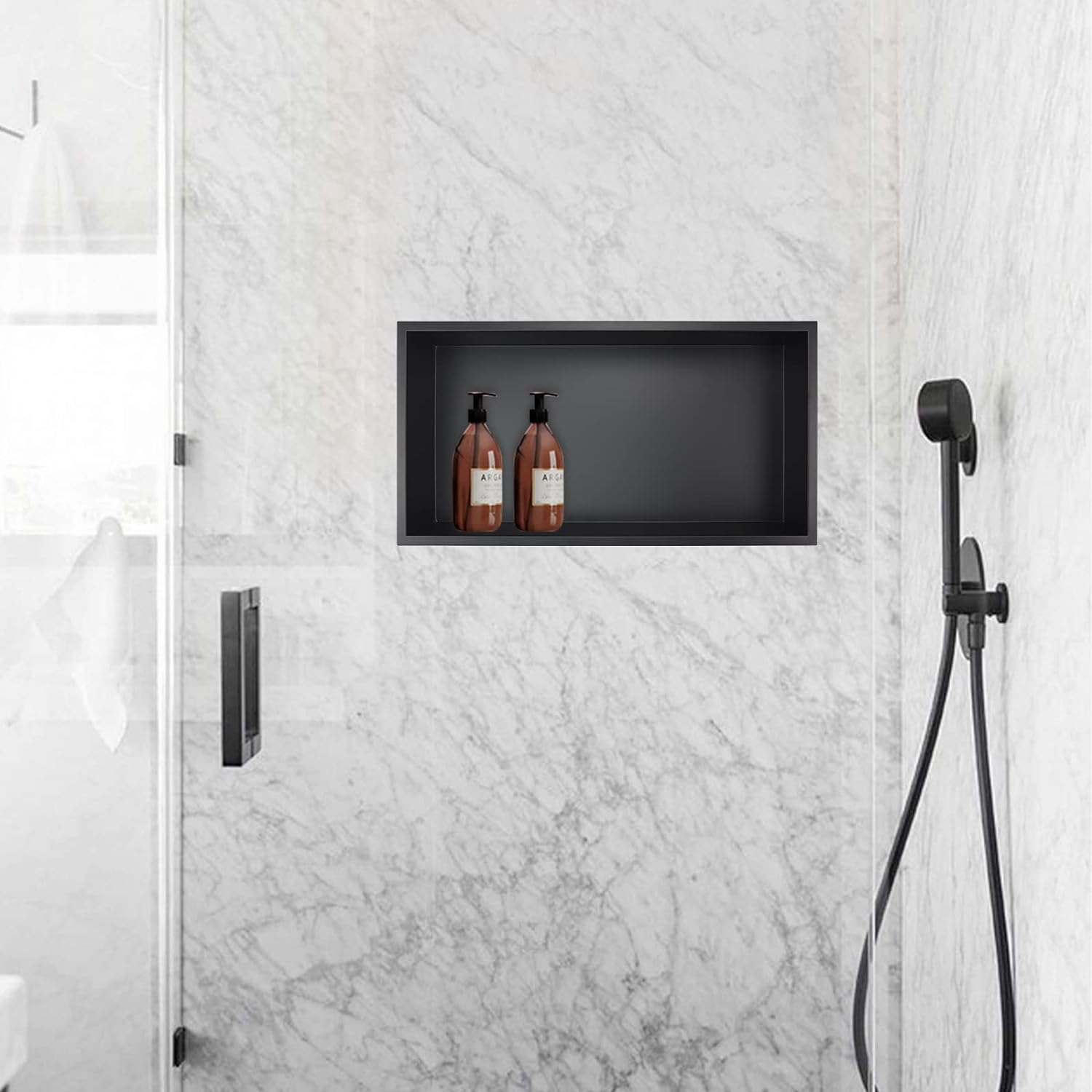 Nicho de almacenaje empotrable 30x60x10 cm negro mate - negro