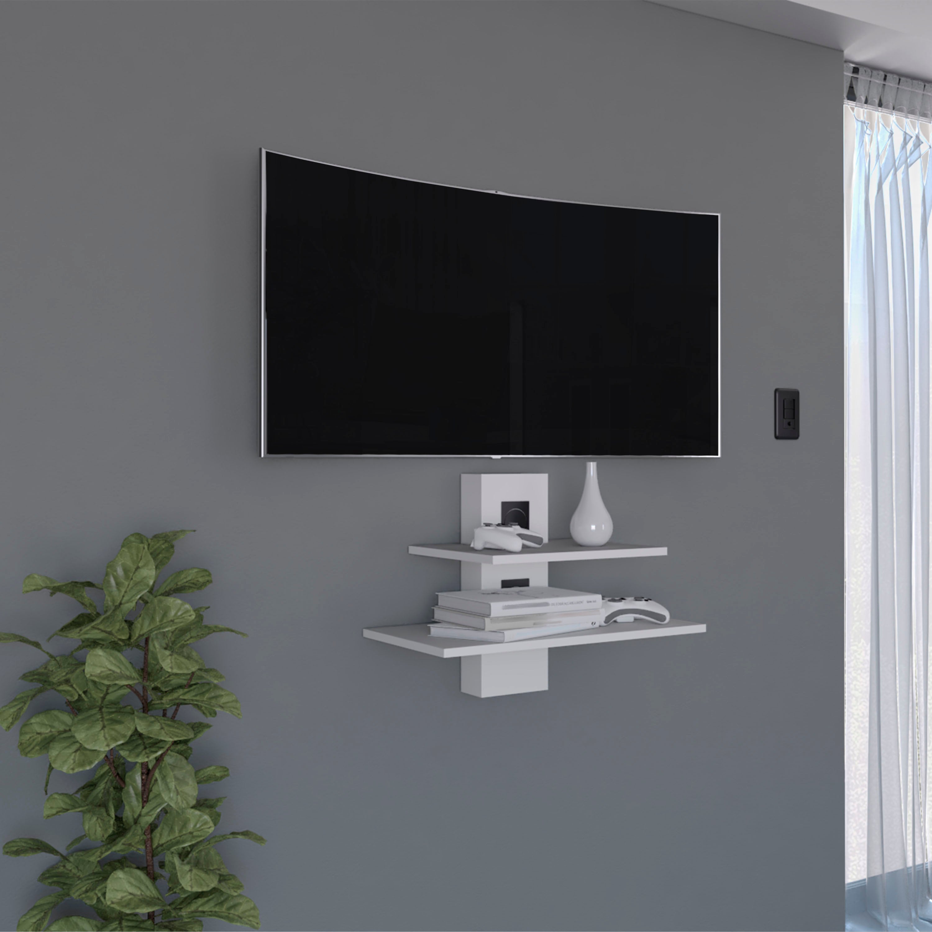 Estanteria tv burgos en melamina , blanco 43.7 x 60.1 x 30 cm