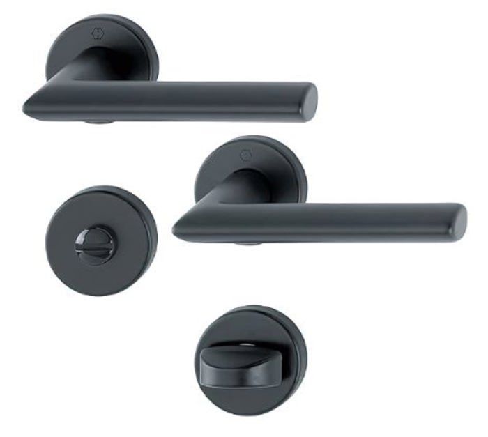 Par de palancas sobre rosaca estocolmo hoppe 1140/42k/42ks negro mate - pom