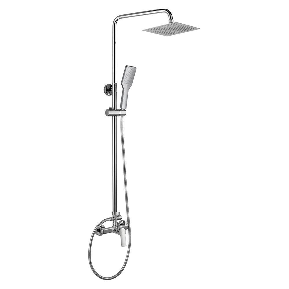 Kibath columna ducha extralarga monomando six cuadrada de 100-150 cm cromo