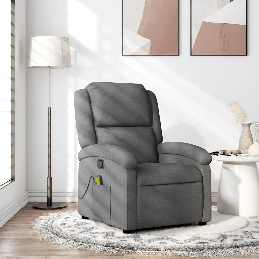 Sillón de masaje reclinable de tela gris oscuro qweo4771