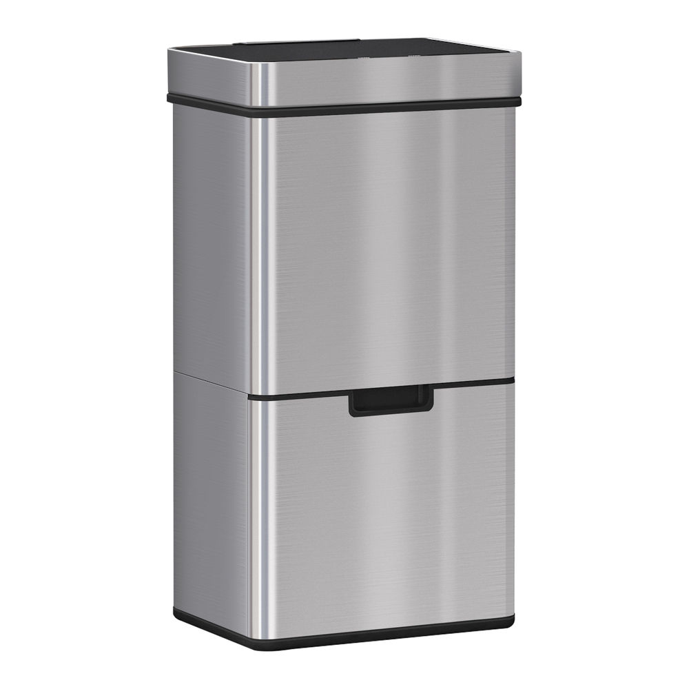 Cubo de basura 42x30x81cm acero inoxidable, plástico abs color gris Homcom