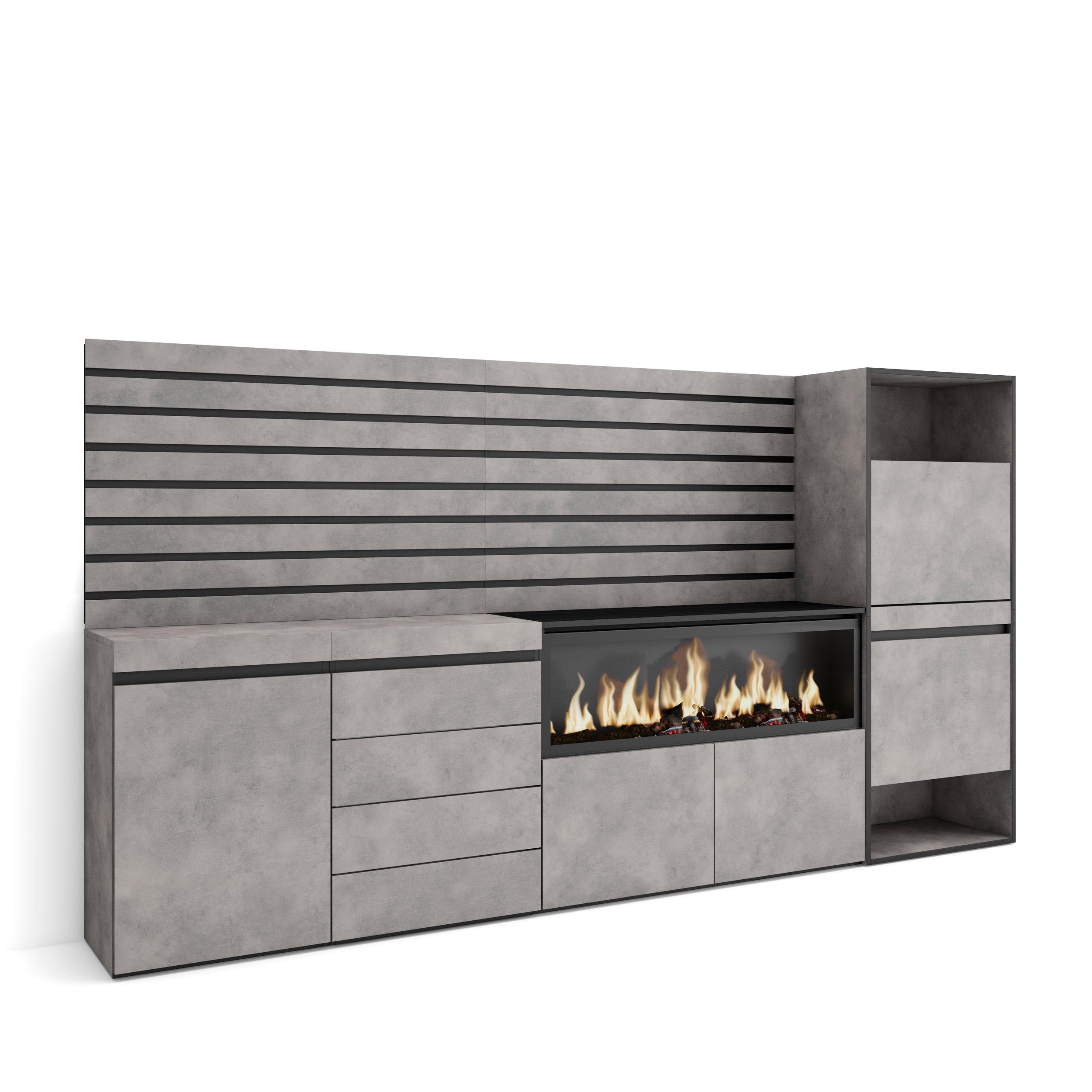 Aparador, 274cm, chimenea eléctrica xxl, cómoda, cajonera, zapatero rf3394
