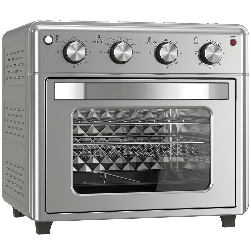 Horno eléctrico 43x39x39 cm acero, vidrio templado color gris Homcom