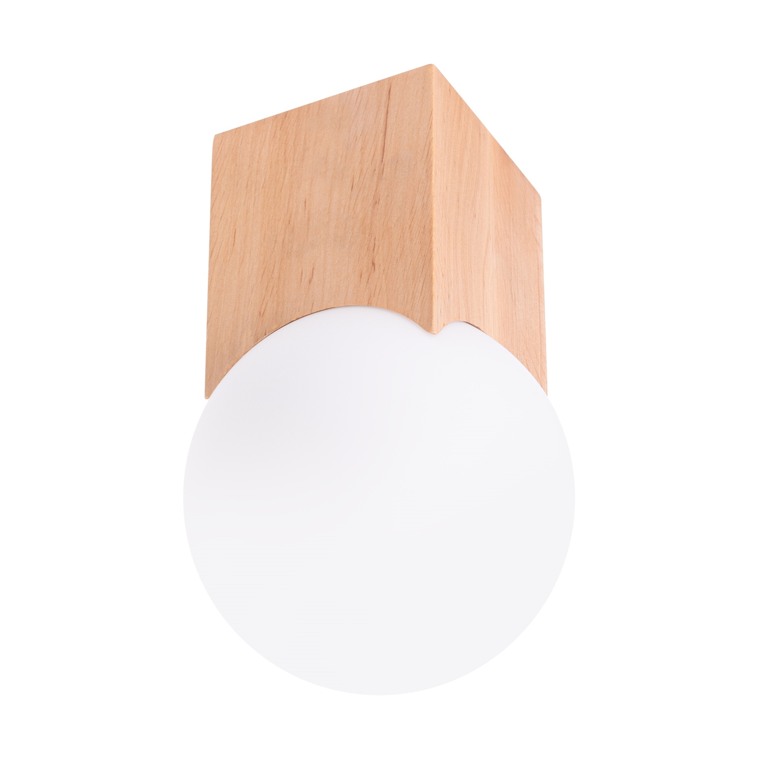 Lámpara de techo solis 1 madera natural/blanco madera/vidrio 12x19x12cm