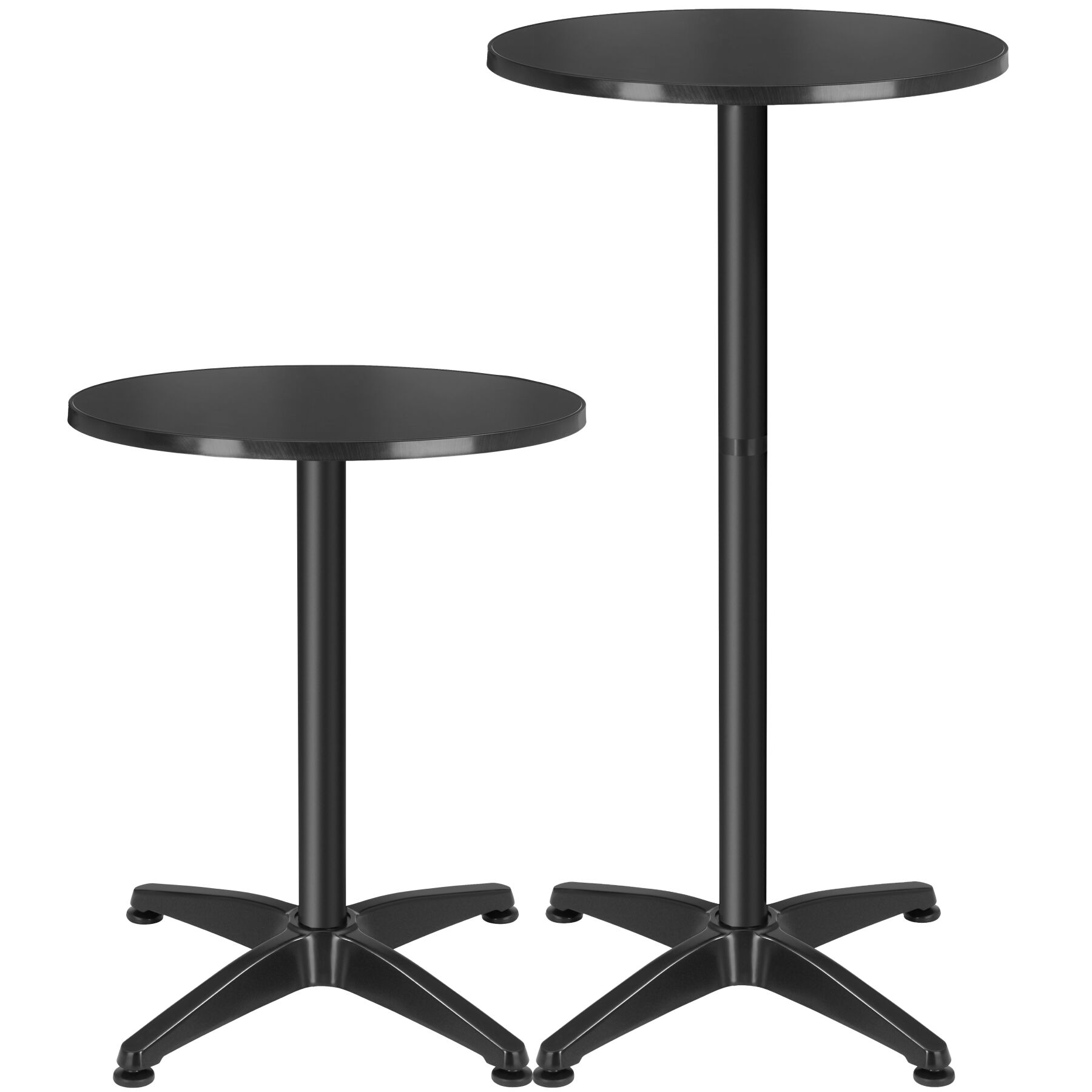 Tectake mesa bistró, aluminio, altura regulable, mdf, 67x67x70/110cm, negro