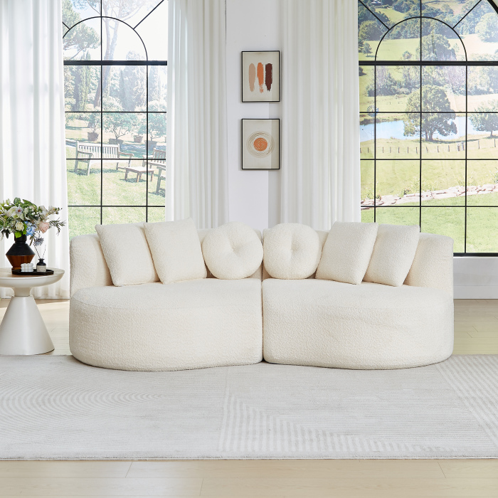 Sofá modular de 2 módulos chenilla beige sin brazos