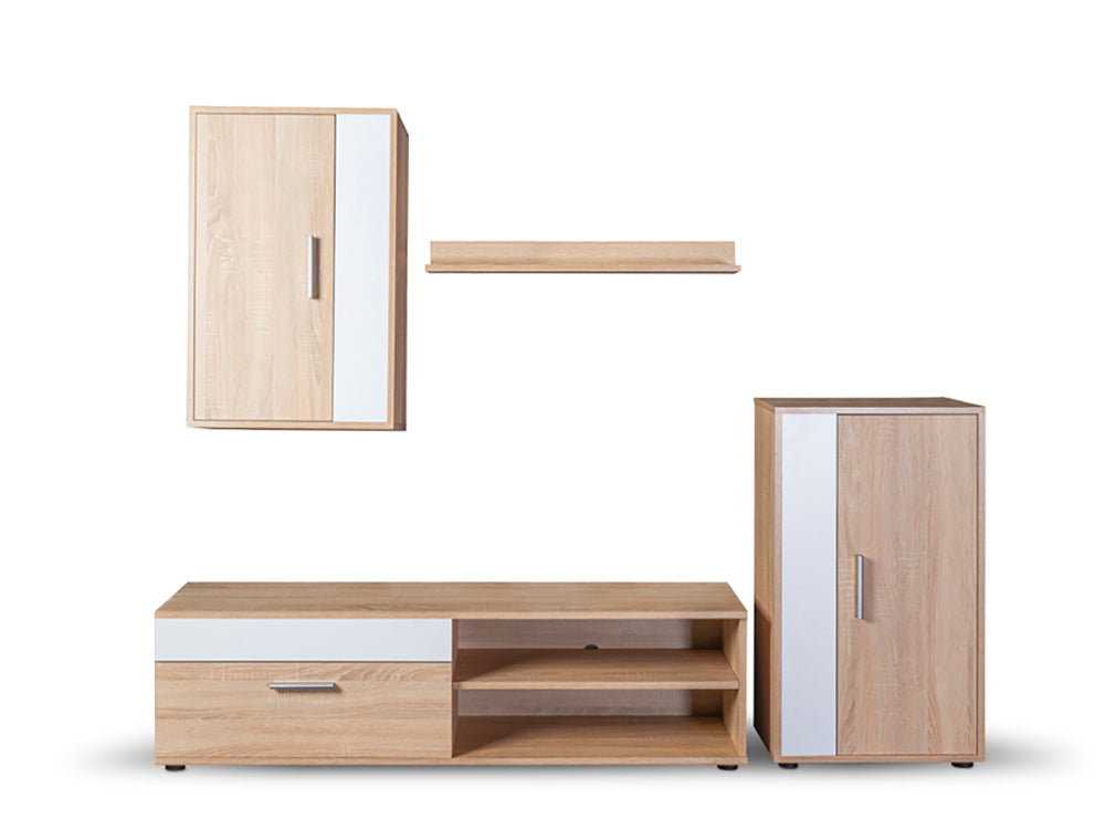 Conjunto muebles de salon eco, blanco y cambria 190x165 cm