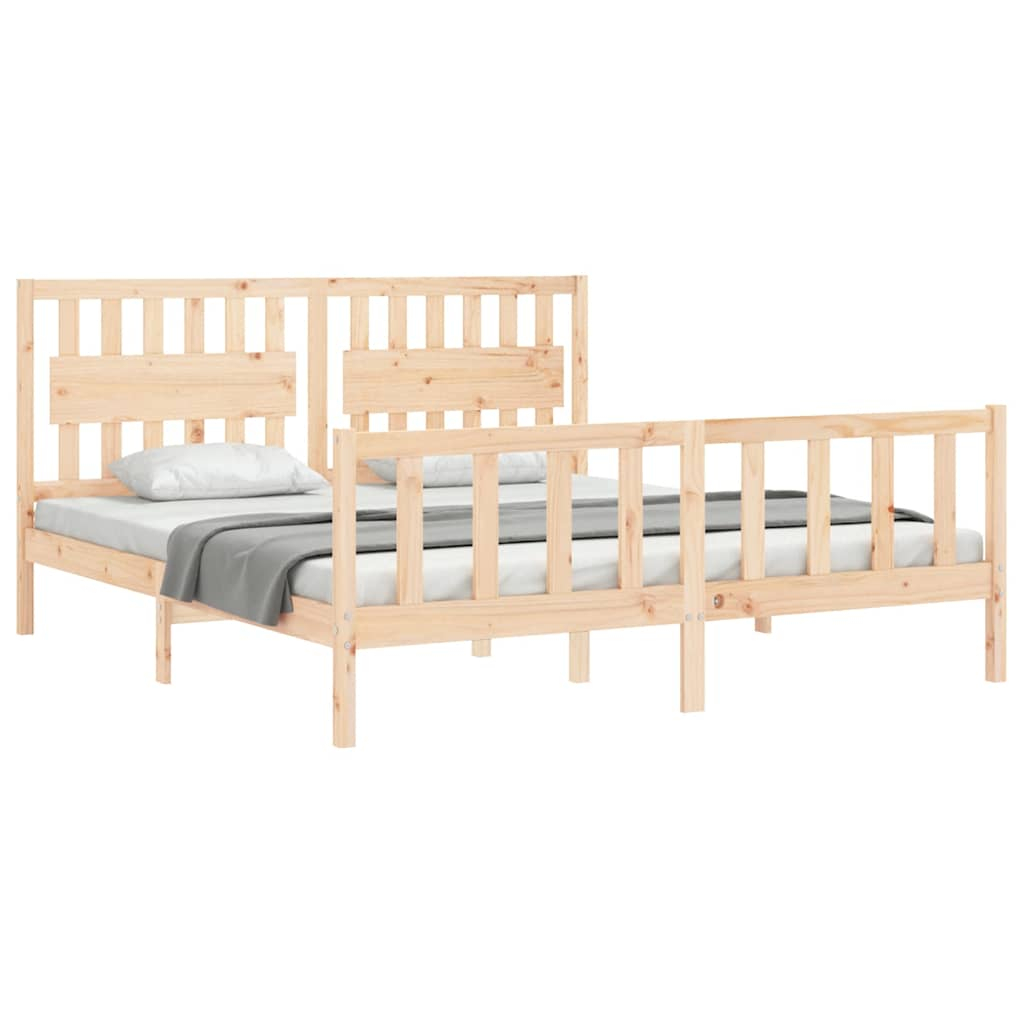 vidaXL estructura de cama de matrimonio con cabecero madera maciza