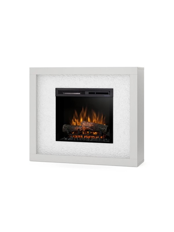 Litos - chimenea eléctrica LED - piedra blanca / cristal blanco 23'