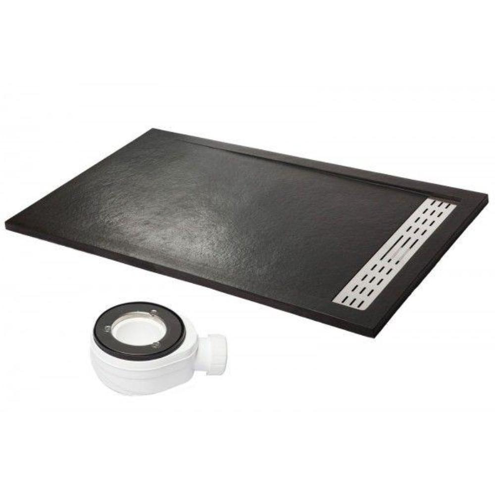 Plato de ducha premium negro - 70x100cm - resina con cargas minerales