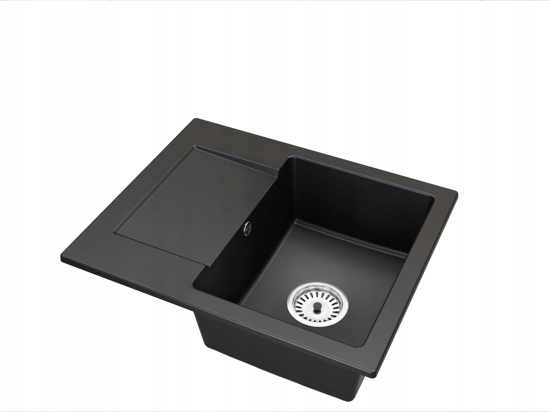 Fregadero cocina negro 47,4x58,4cm, fregadero granito 1 seno + sifón