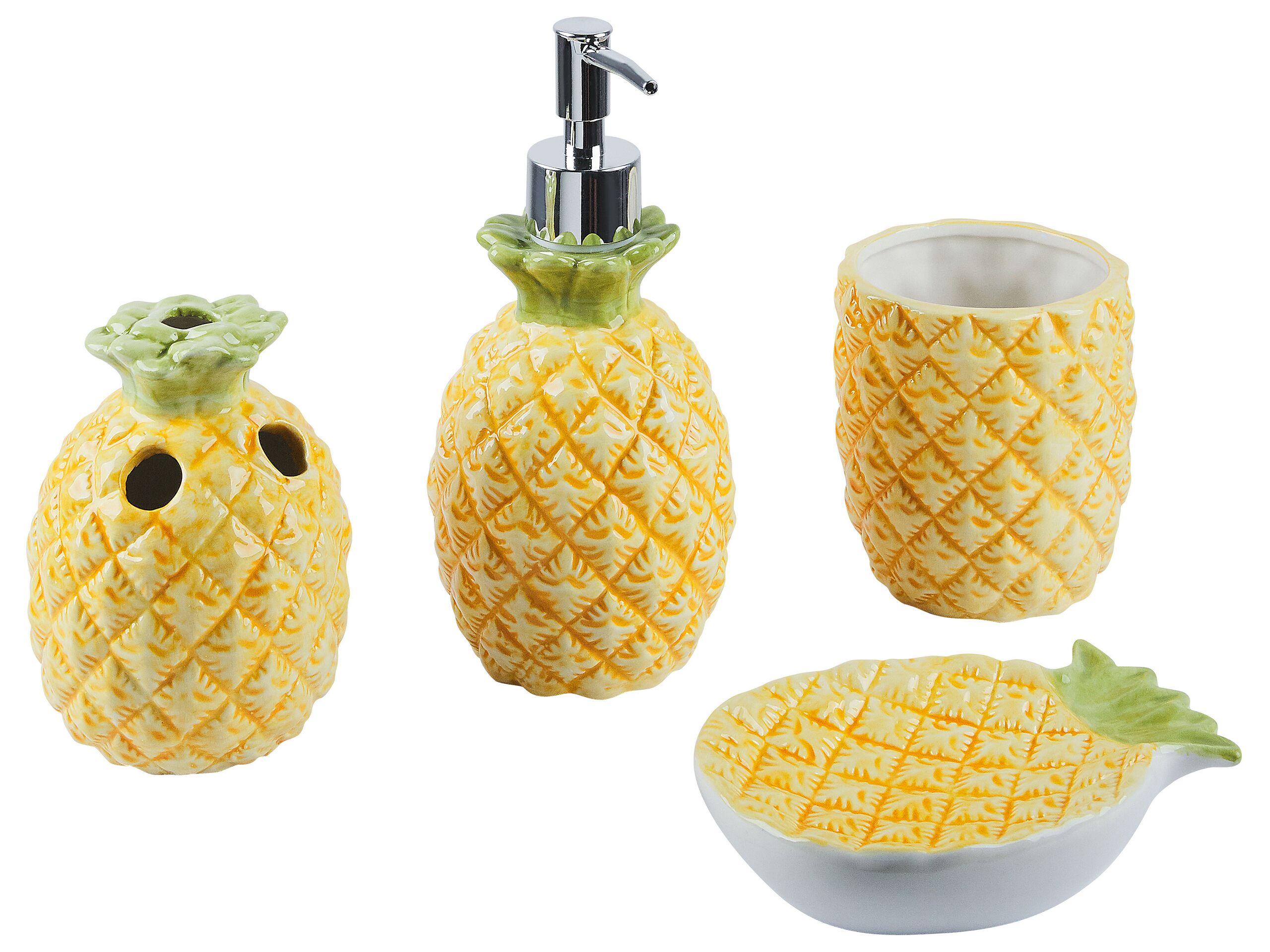Conjunto de 4 accesorios de baño maicao cerámica amarillo
