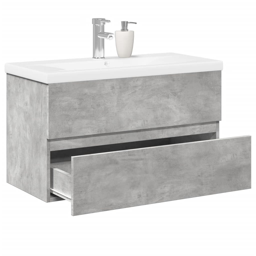 Juego de 2 piezas. Muebles de baño fabricados en madera de cemento gris