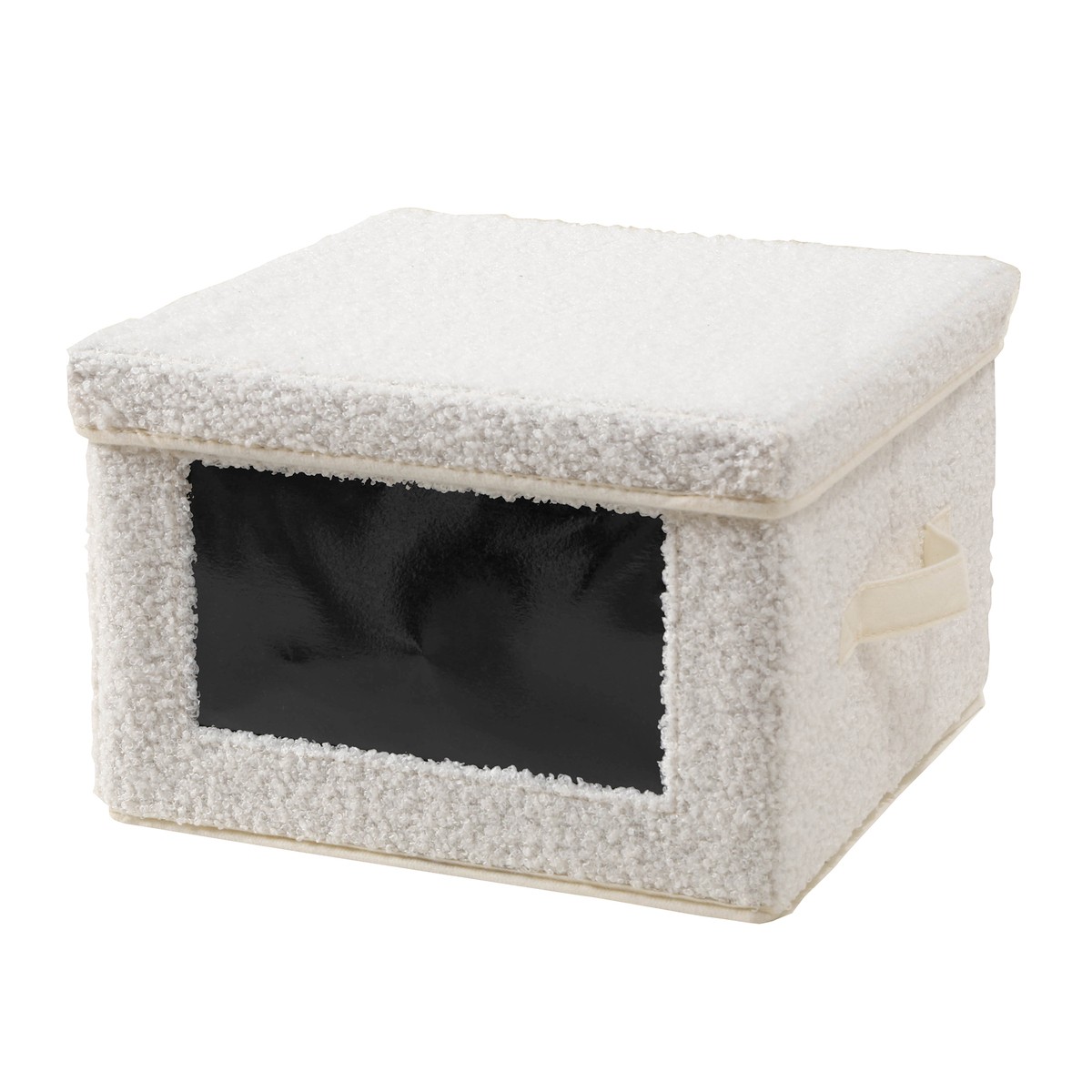 Caja de almacenamiento de tejido bouclé crudo - l40 cm