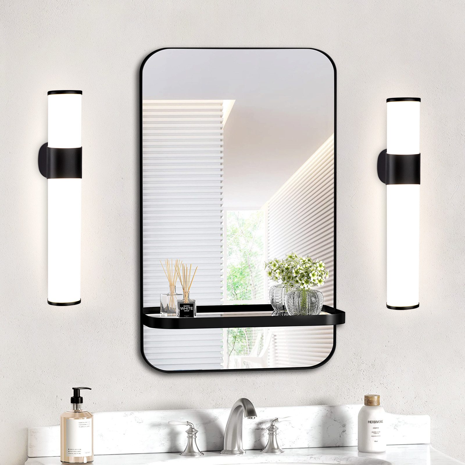 Nettlife lámpara de pared para baño LED negro 35x12.8（2er-set）