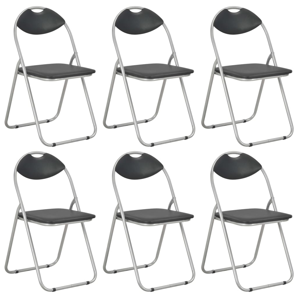 Sillas de comedor plegables 6 unidades cuero sintético negro qweo6345