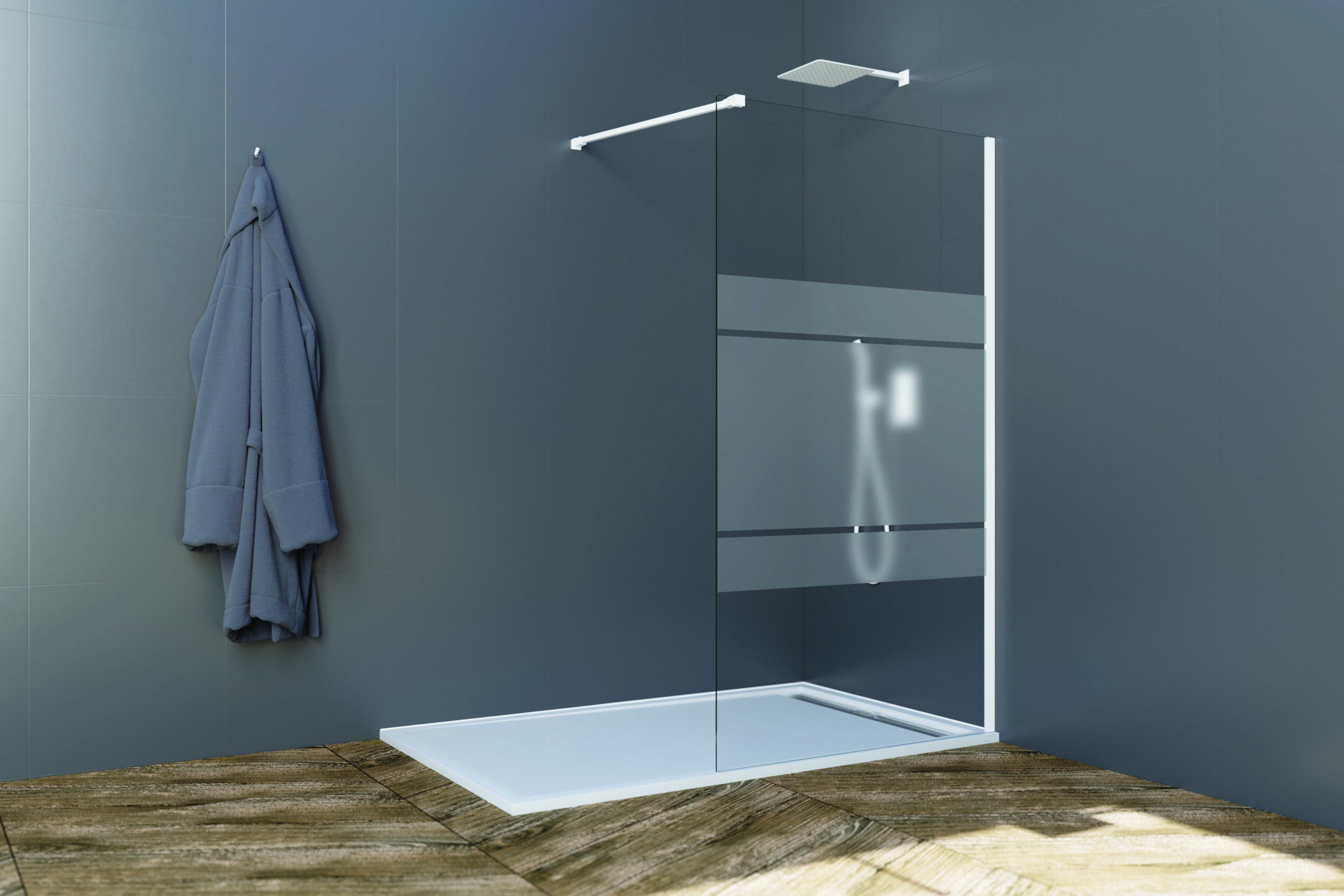 Panel fijo de ducha screen blanco decorado 116,5-118cm