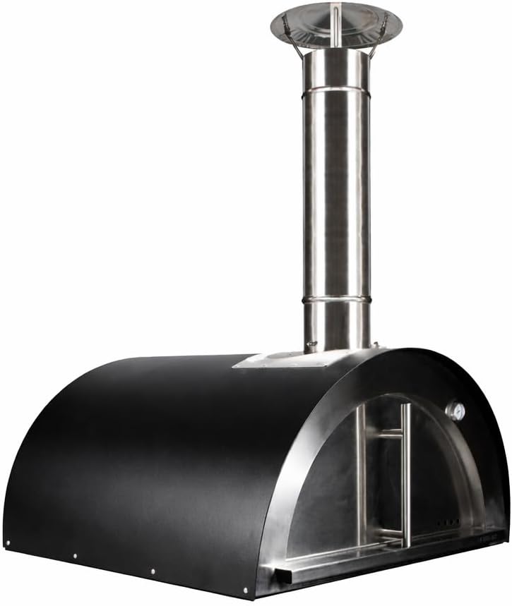 Horno de leña exterior para pizzas y pan modelo chef junior negro