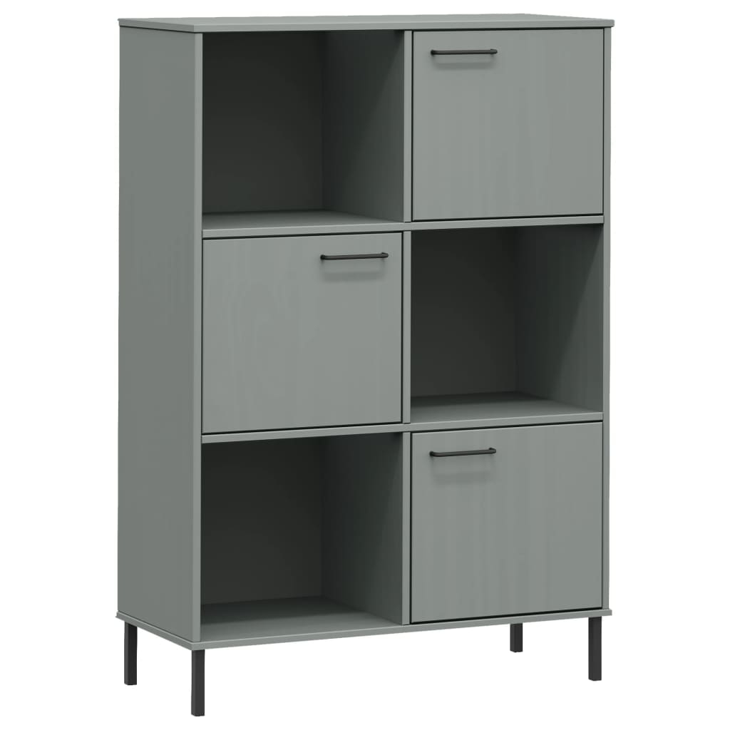 vidaXL librería patas de metal oslo madera maciza gris 90x35x128,5cm
