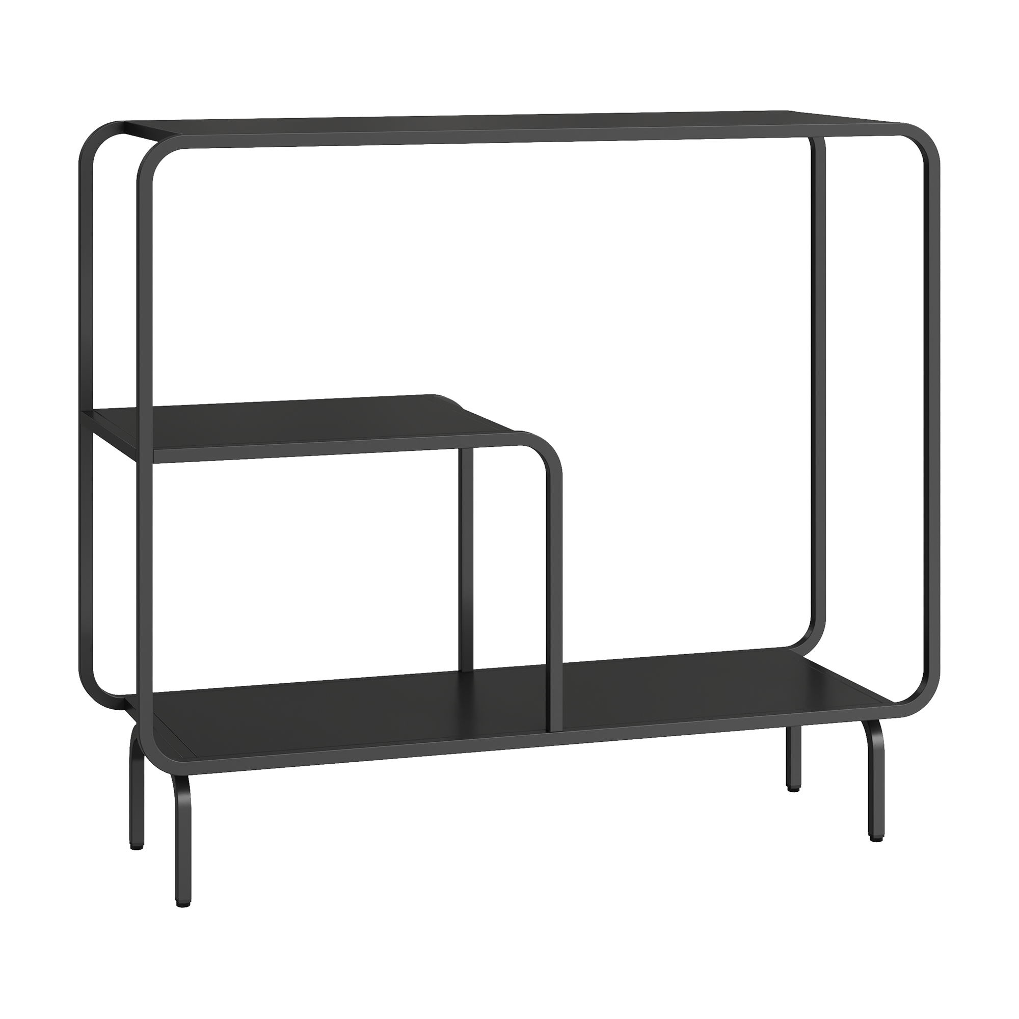Mesa consola færder con estantes 92x33x82 cm acero - negro mate [en.casa]