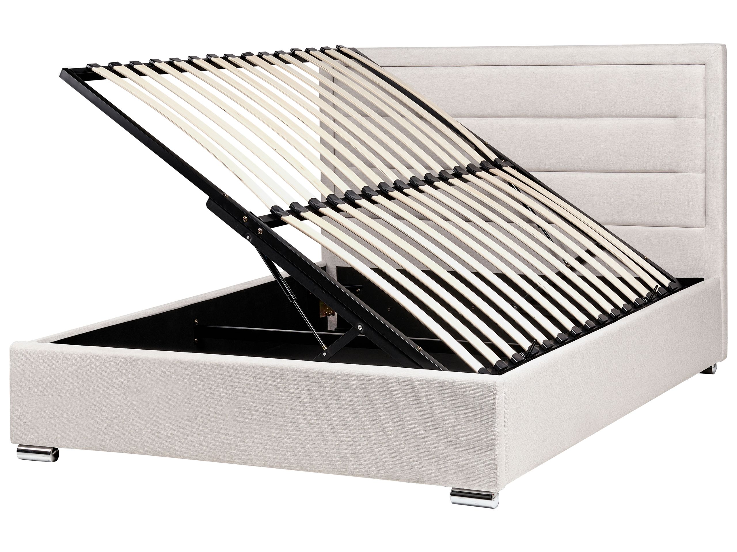 Cama con almacenaje rouen tela beige claro 140 x 200 cm