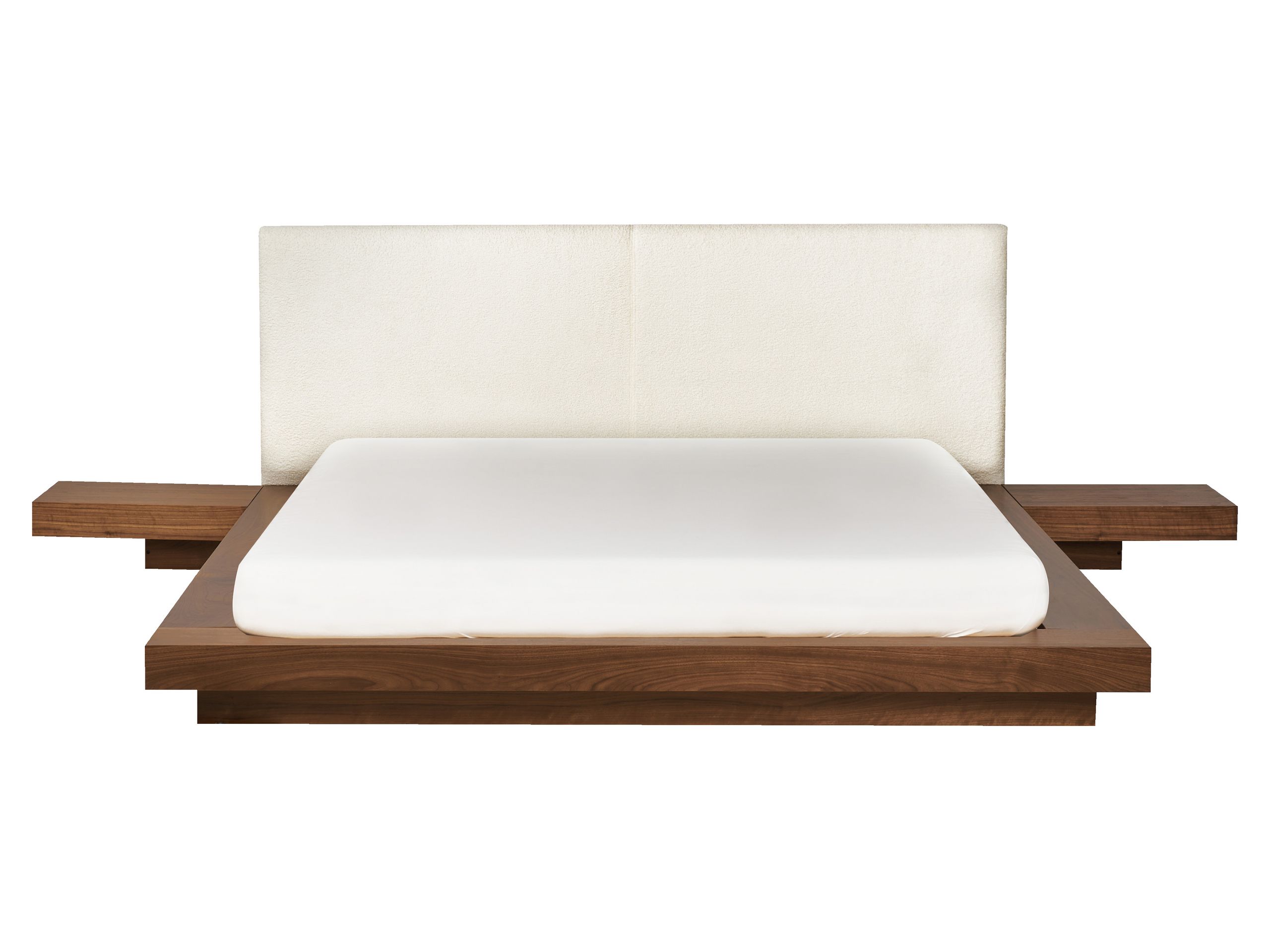 Cama bouclé zen 160 x 200 cm fresno marrón