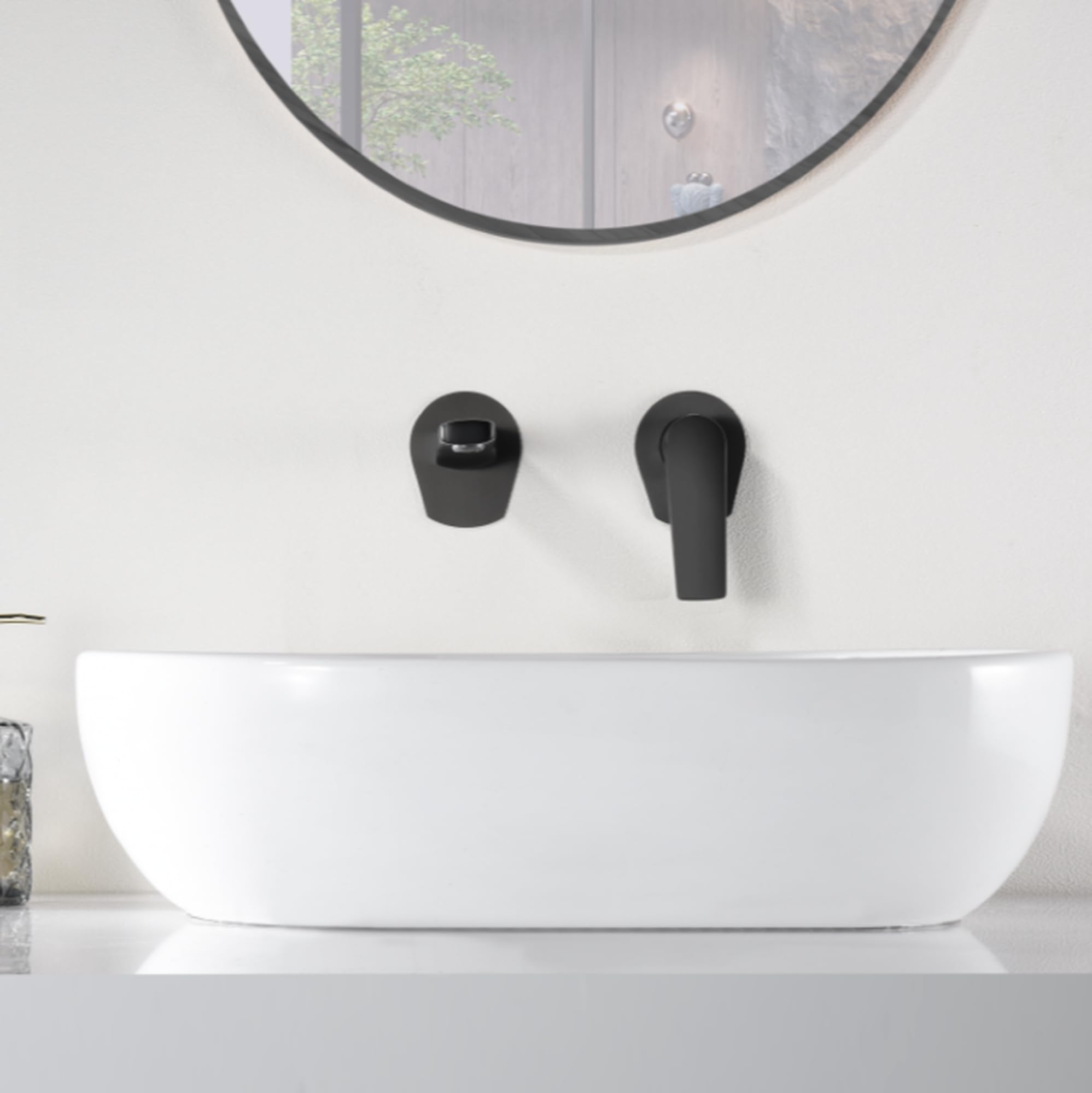 Imex - grifo monomando lavabo empotrado negro serie delos