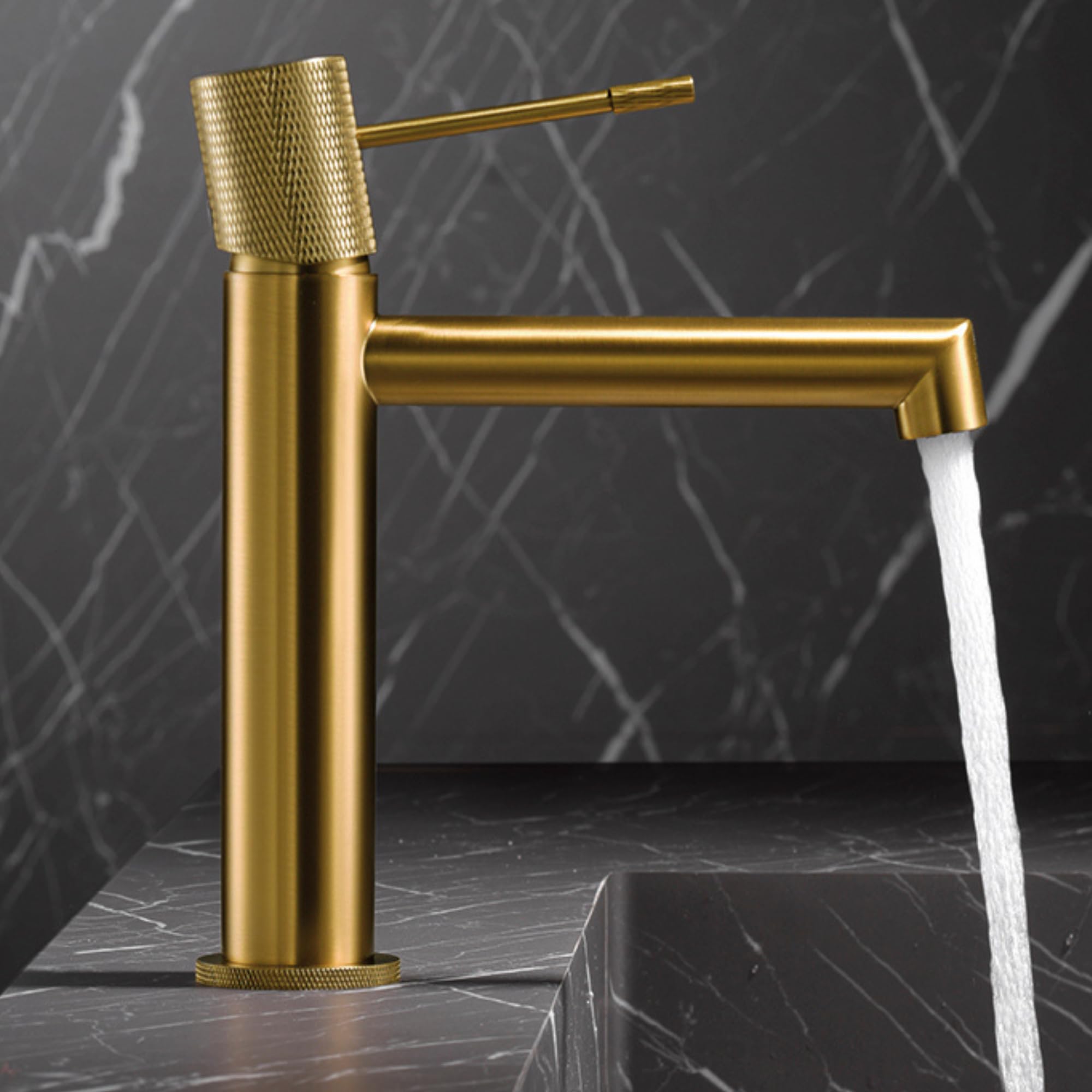 Imex - grifo monomando lavabo caño bajo oro serie line