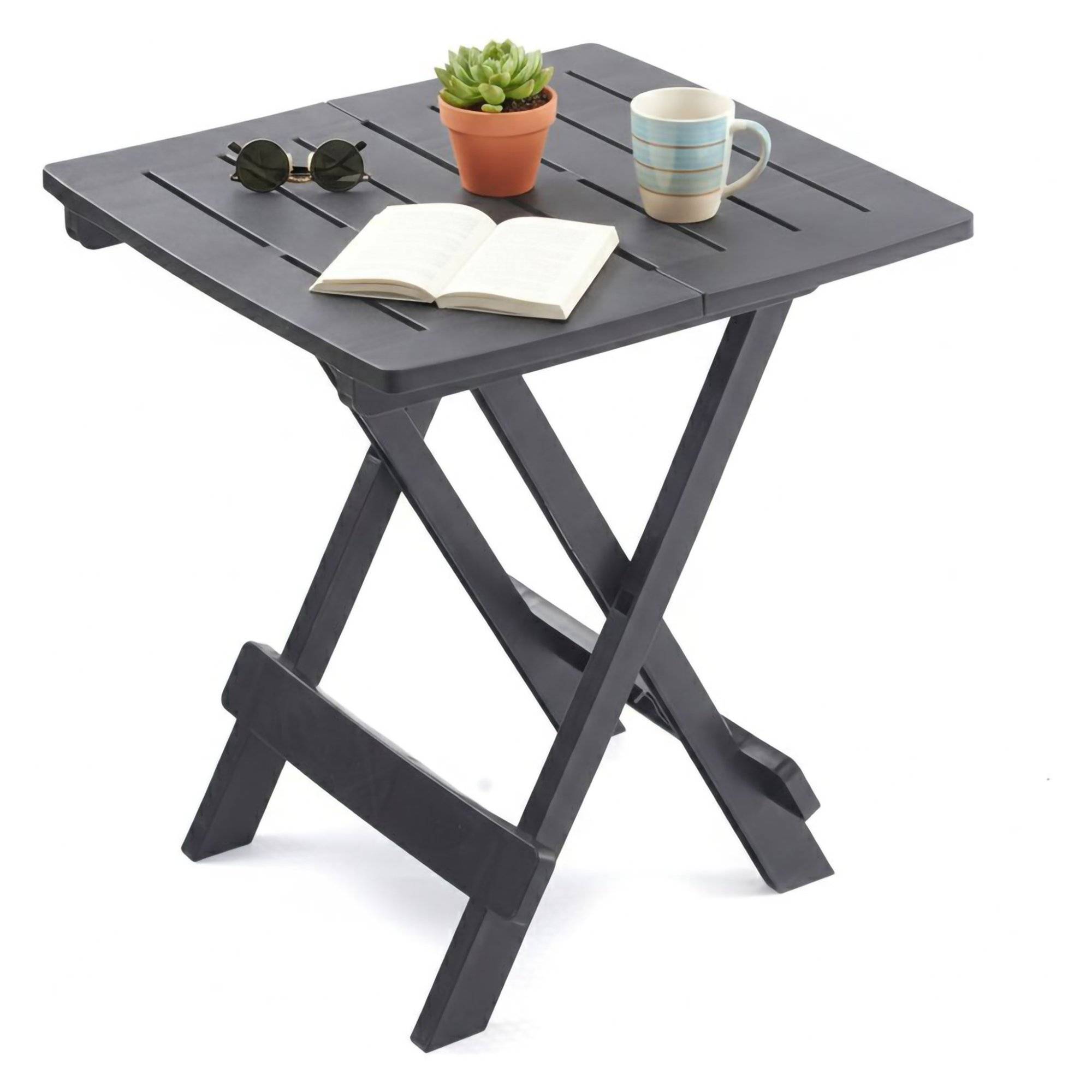 Mesa de exterior elpino, acabado liso, plástico negro antracita