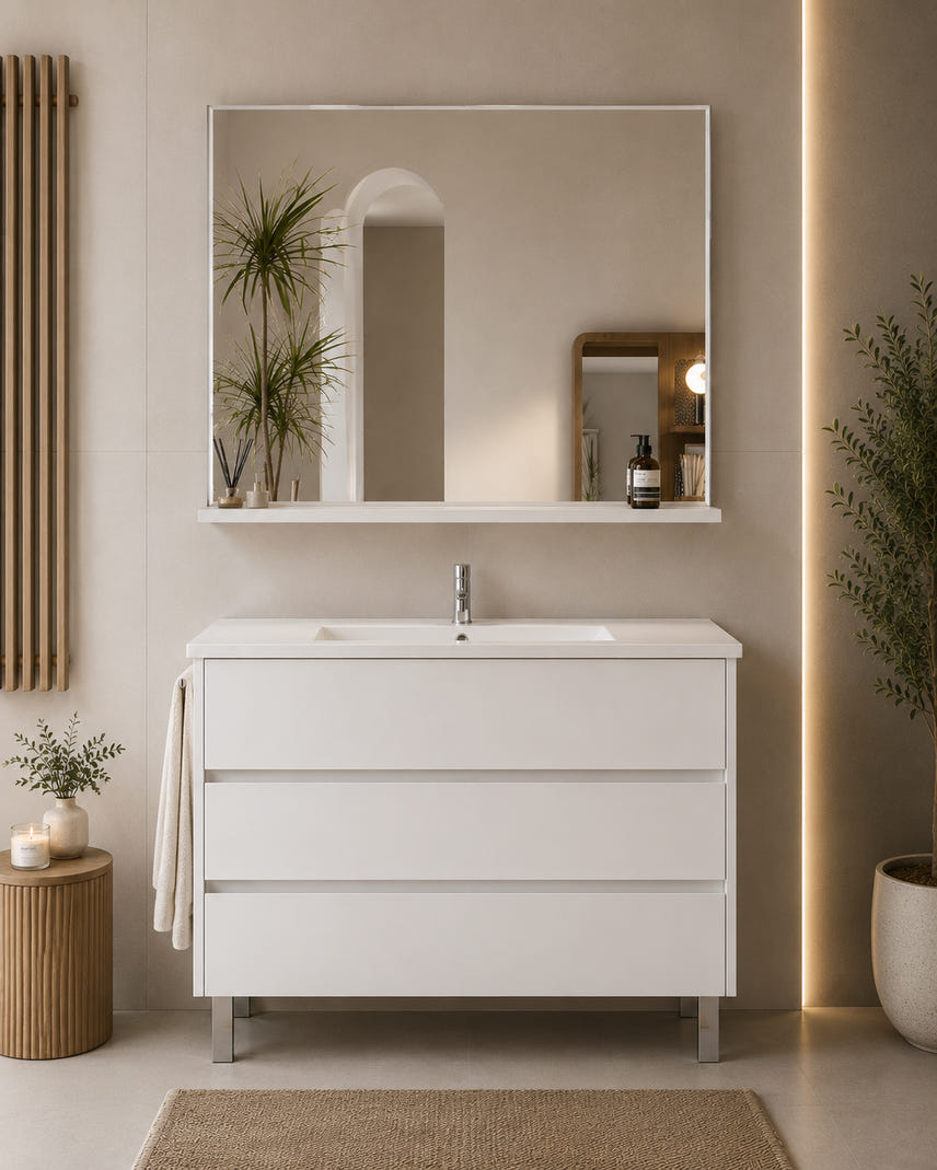 Mueble de baño con lavabo imperia sin espejo 100x45 cm blanco nórdico