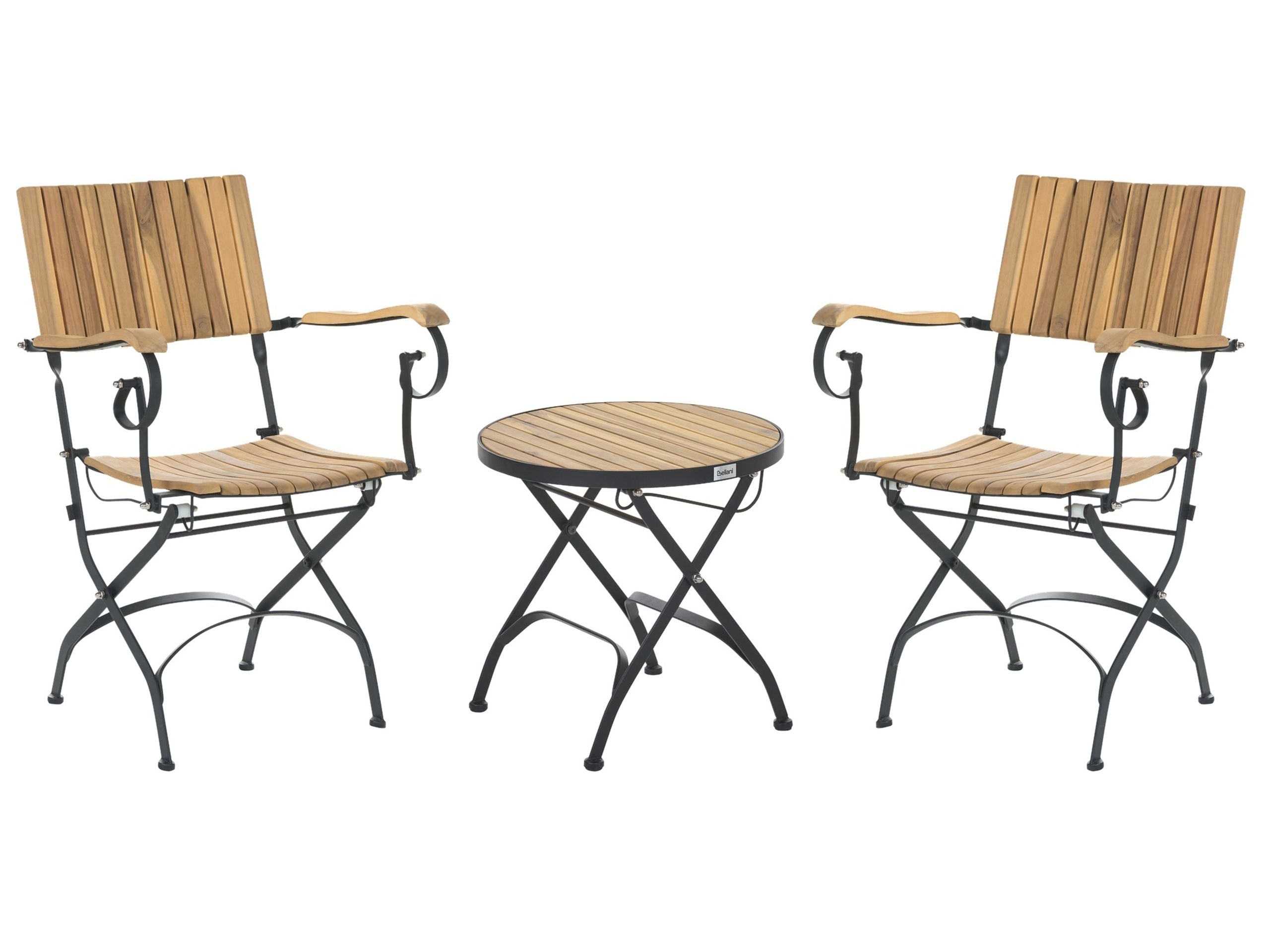 Conjunto de balcón plegable lascari madera de acacia marrón claro