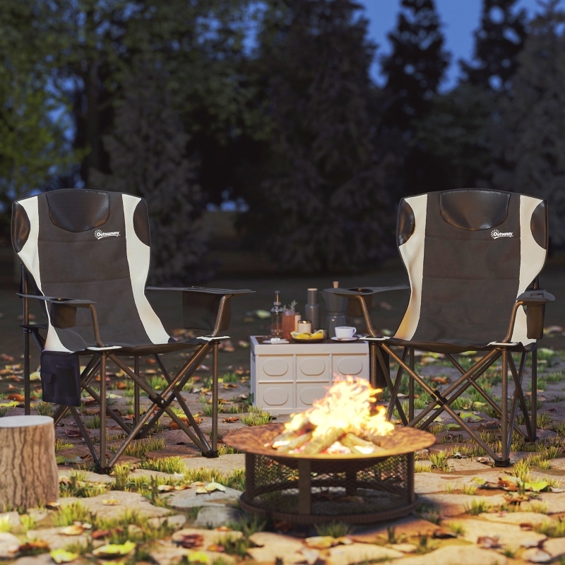 Sillas de camping plegables 2 piezas negras 94x62x100 cm