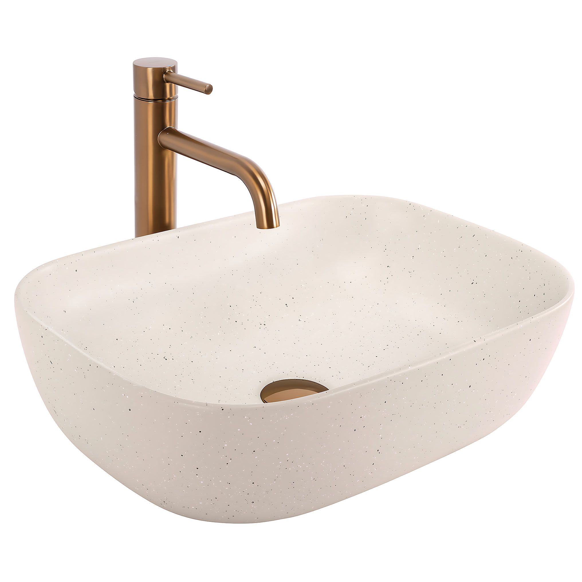 Rea lavabo sobre encimera belinda sandy beige rectangle, 46,5x33x13,5 cm
