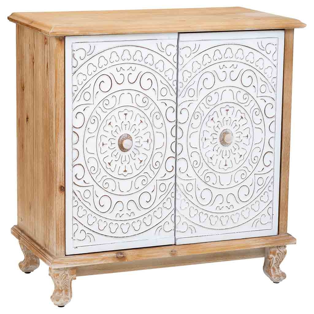Aparador de madera de 2 puertas, color blanco, medidas 40x78x79cm
