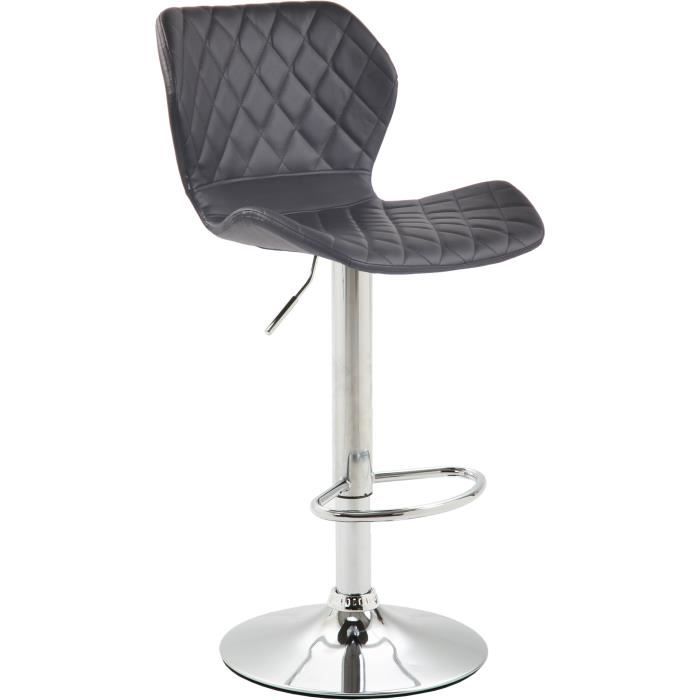 Taburete bar regulable - similipiel negro cromo - 78-109 cm