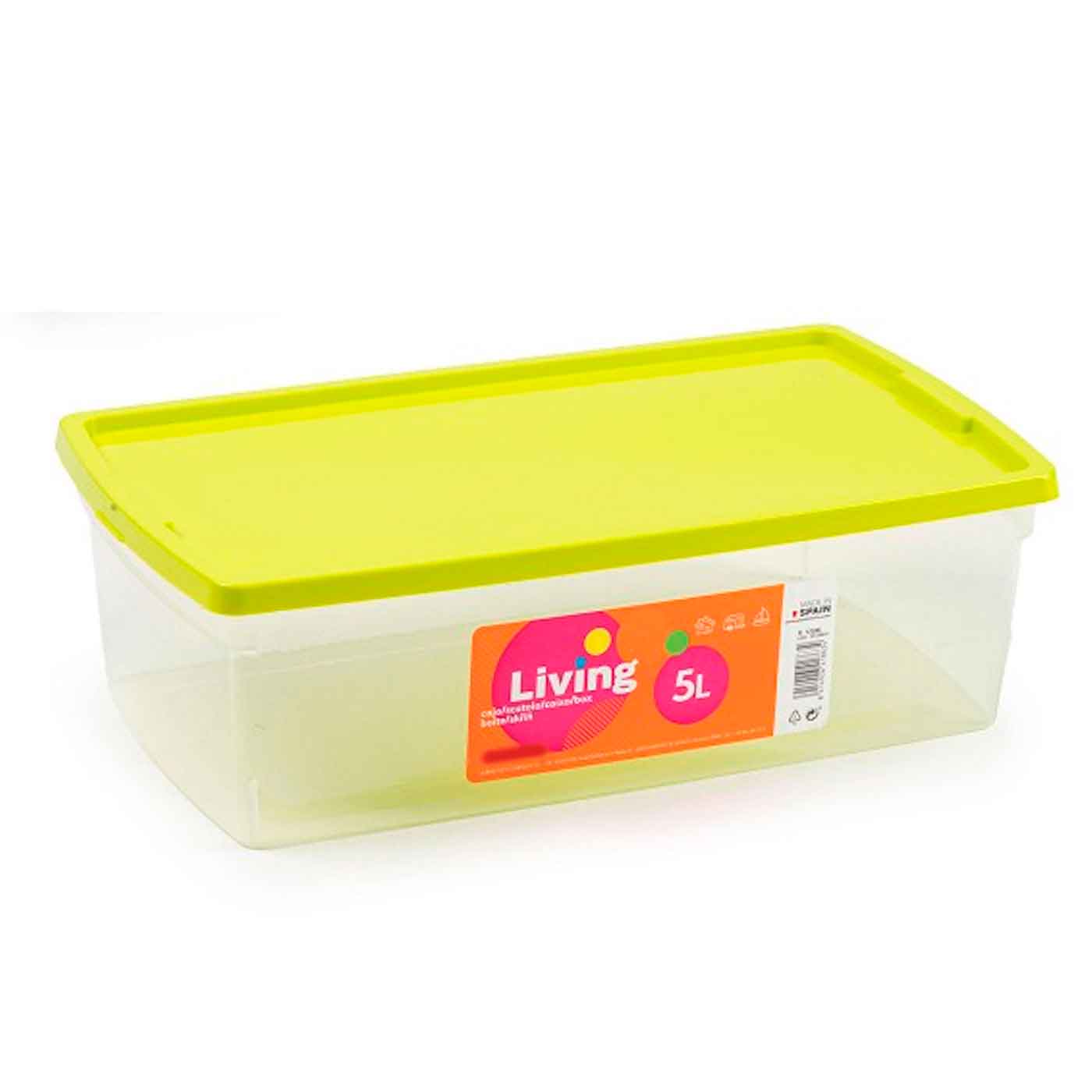 Caja de plástico tradineur living 5 litros con tapa, 10,3 x 33,5 x 19 cm
