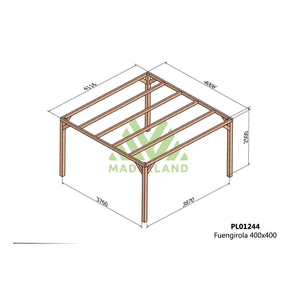 Pérgola de madera laminada - fuengirola 400x400cm (maderland)