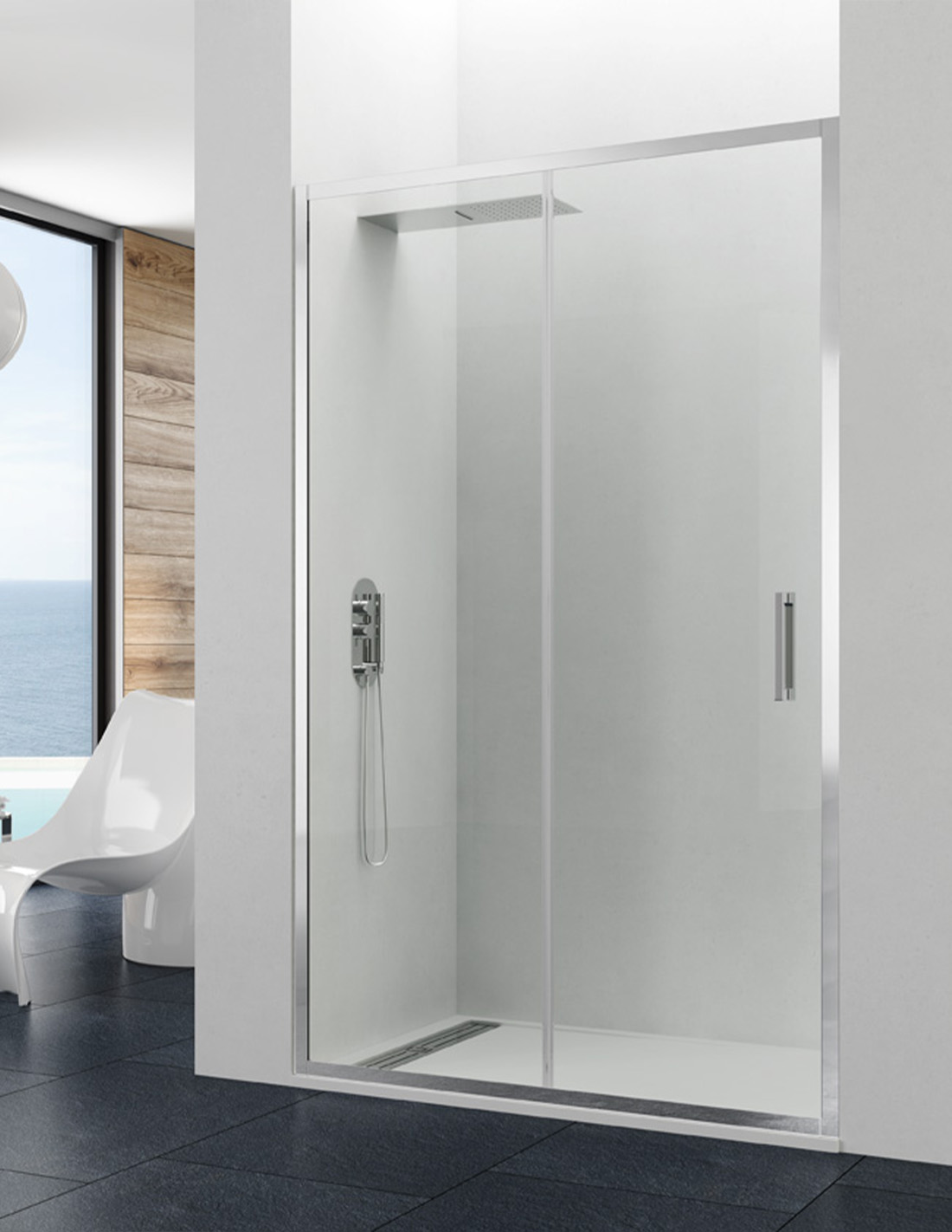 Mampara de ducha frontal allstone titan 1+1 110 cm transparente