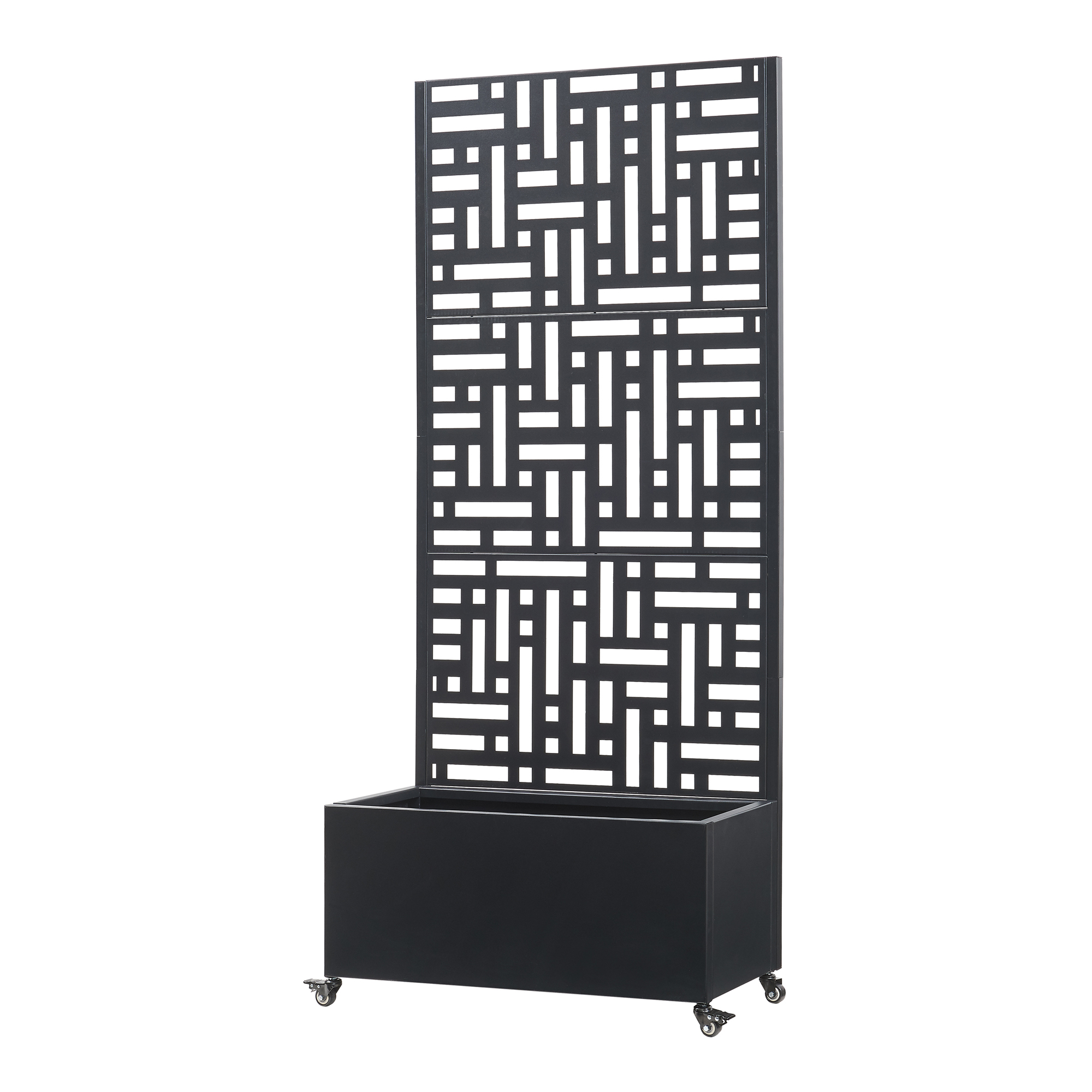 Tabique bernalda con jardinera acero 190x82x38cm - negro [casa.pro]