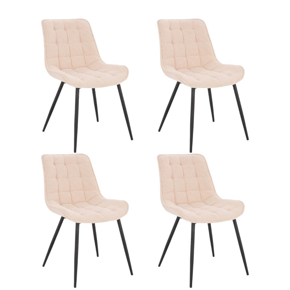 Cord comedor silla tapizada ikalo - set de 4 crema