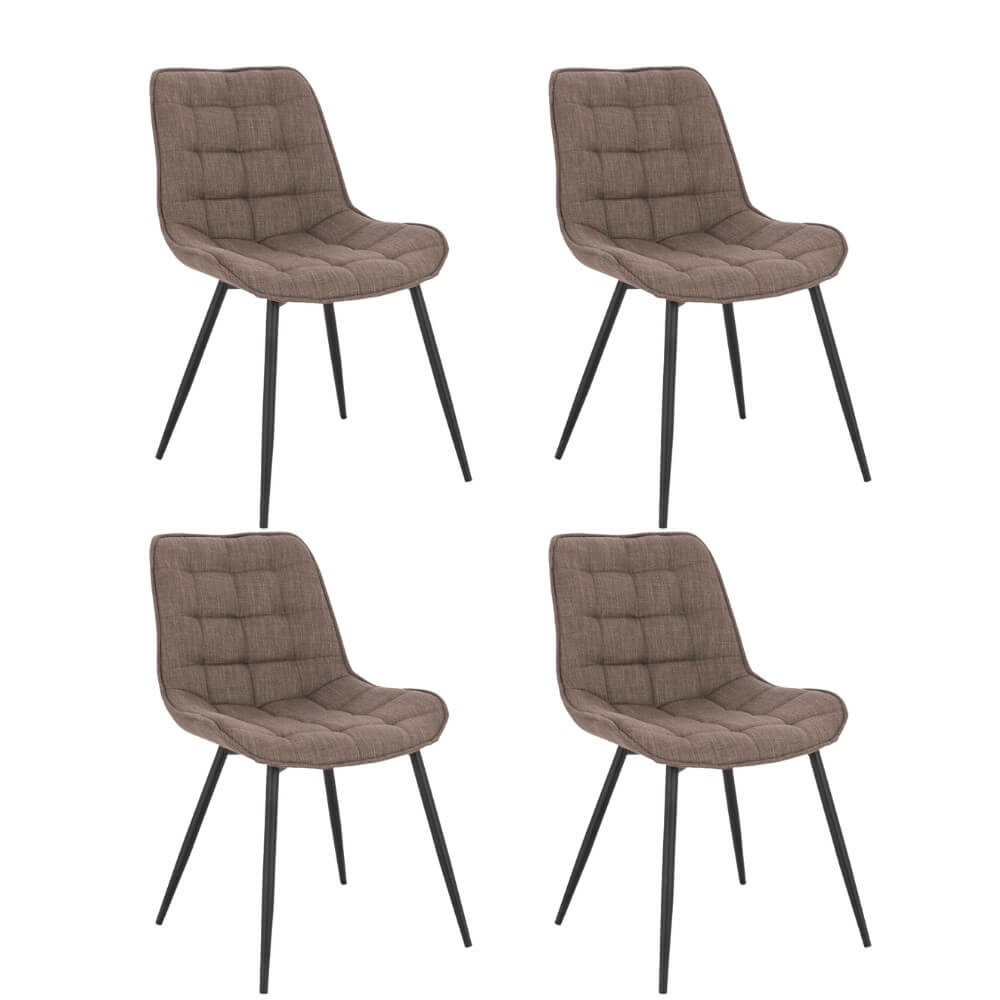 Silla de comedor tapizada de tela ikalo - lote de 4 gris/marrón