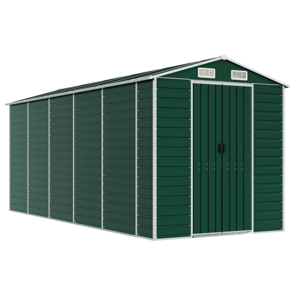 vidaXL cobertizo de jardín acero galvanizado verde 191x470x198 cm