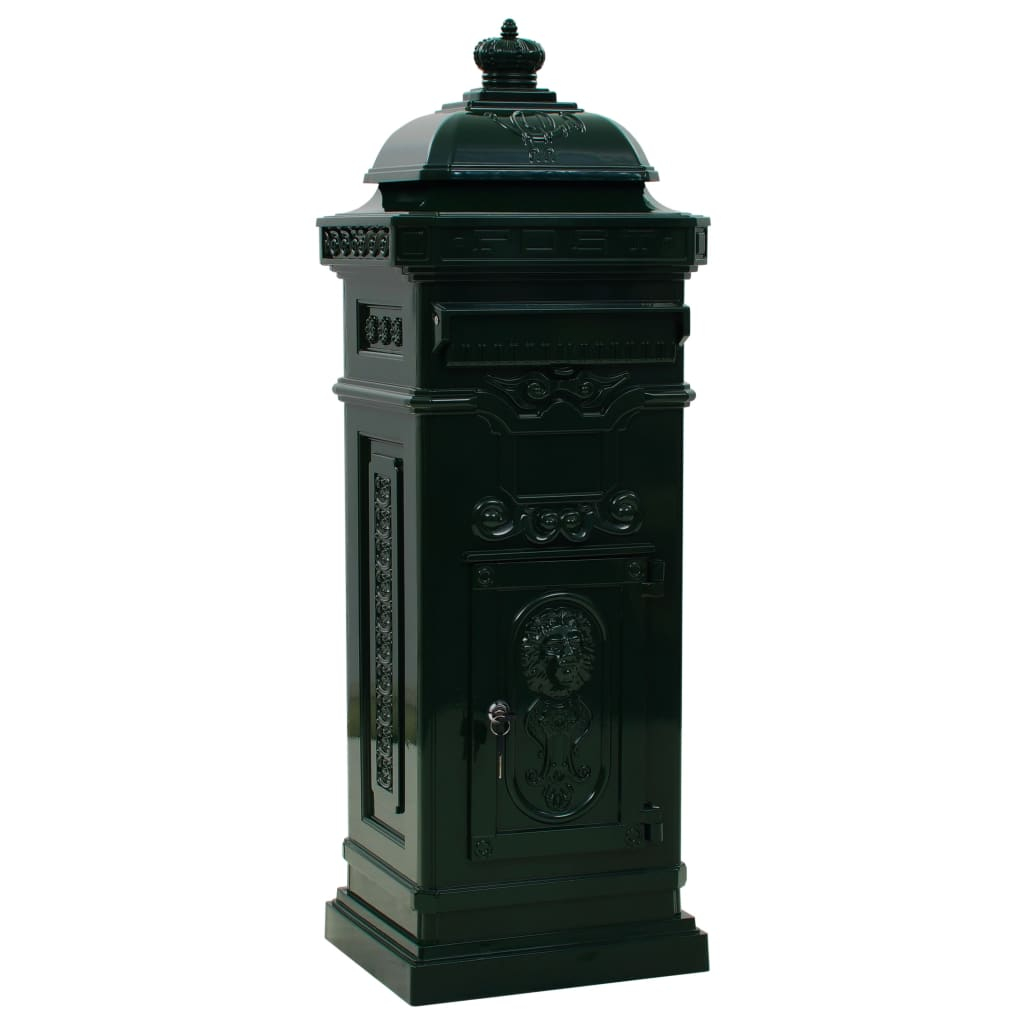 vidaXL buzón de columna de aluminio estilo vintage inoxidable verde