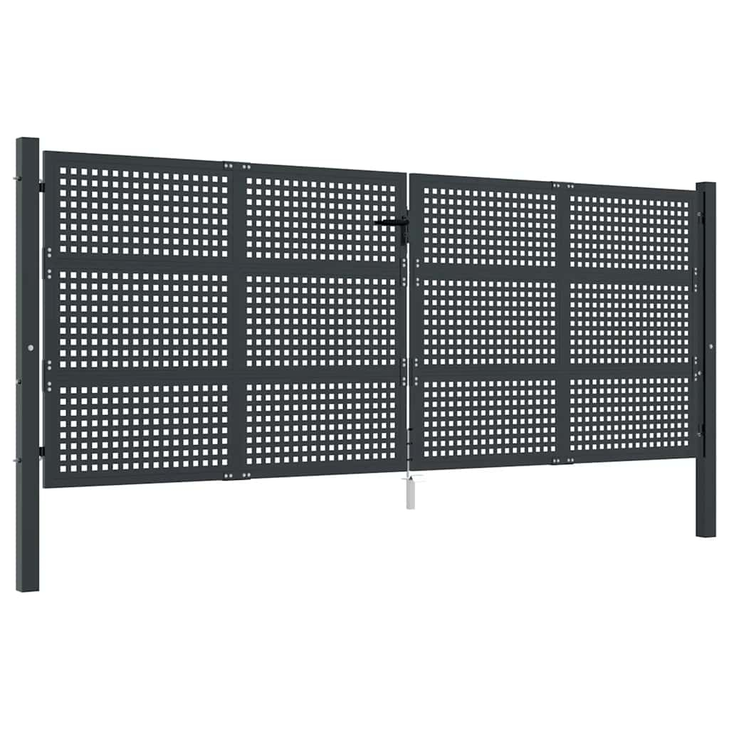 vidaXL puerta de jardín antracita 400x125 cm acero